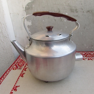 Vintage Aluminum Electric Teapot Brown Bakelite Handle, Russian Aluminum Kettle, Made in USSR, Working Electric Metal Teapot, Kitchen Decor