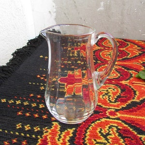 Vintage Clear Glass Serving Pitcher, Lemonade/Ice Tea Pitcher, Clear Glass Jug, Holiday Serving Pitcher, Tableware, Barware