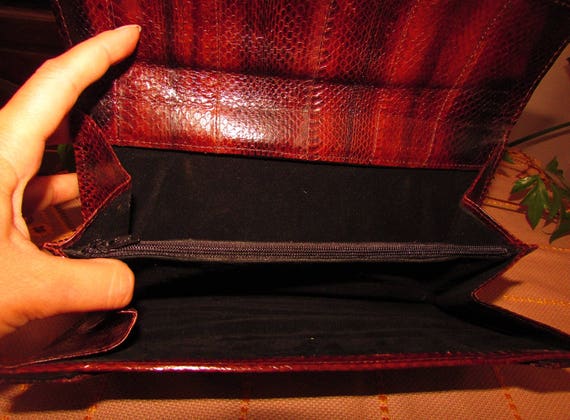 Vintage Women's Faux Brown Leather Bag, Envelope … - image 6