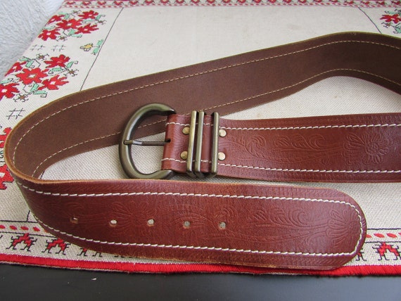 Vintage Lady's Brown Belt, Brown Faux Leather Bel… - image 8