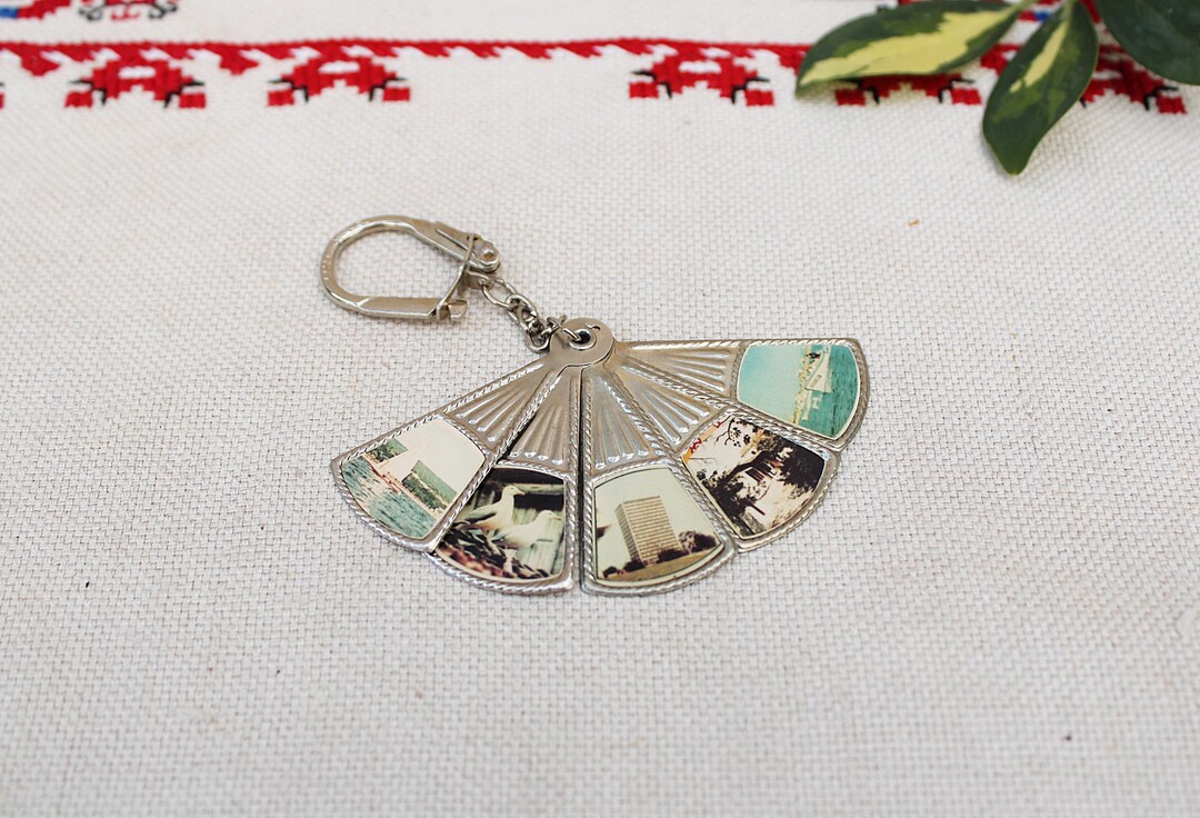 Fan Keychain Vintage Folding Fan Keychain: Retro Photo Keyring, 1970s Style - Etsy