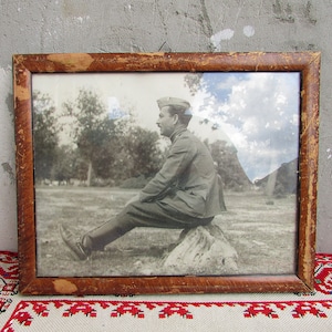 Vintage Photo, Vintage Reproduction, Framed Print of Military Men, Vintage Framed Picture, Picture in Wooden Frame, Black and White Photo