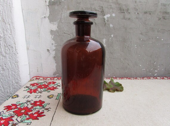 ビンテージ レトロ 色ガラス瓶 薬瓶 医療瓶 蓋付き