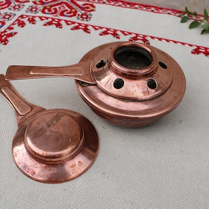 Spring Swiss Made Fondue Burner, Hammered Copper Swiss Made, Vintage Alcohol or Spirit Burner, Copper Lamp Burner, Copper Burner with Handle