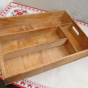 Vintage Wooden Kitchen Drawer, Handmade Wooden Utensils Holder, Wooden Cutlery Tray, Wooden Flatware Holder, Utensil Box, Wooden Drawer