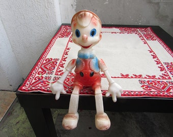 Vintage Pinocchio Doll: 1970s USSR Plastic Toy, Collectible Buratino
