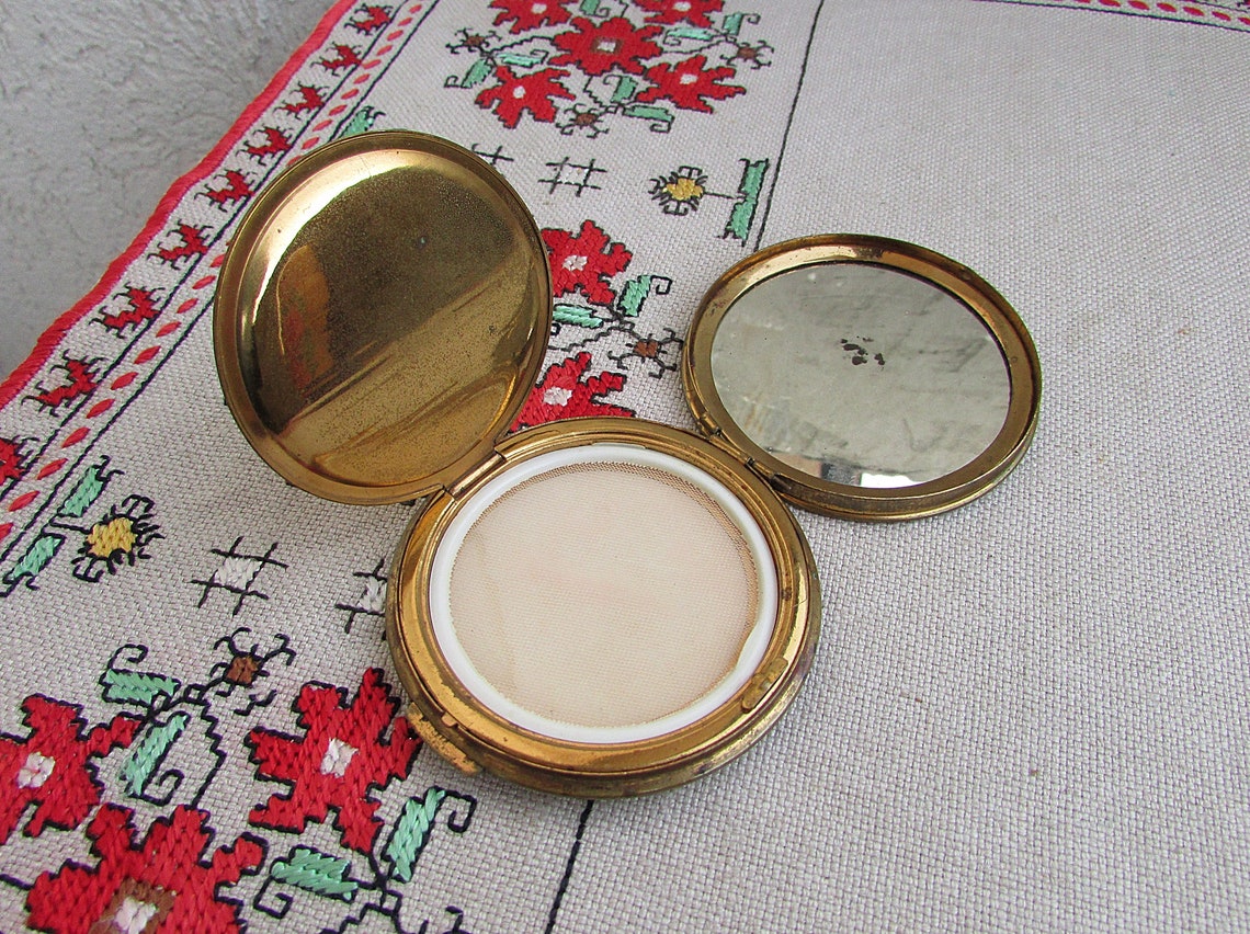 Antique Brass Handbag Folding Mirror 50s Vintage Brass Etsy