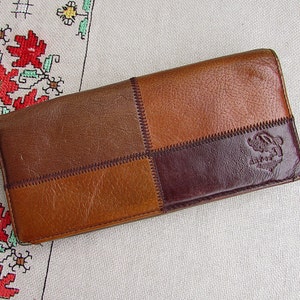 Vintage marrón genuino cuero cartera, bolso de moneda vintage único, billfold marrón cuero con herramientas, cartera de dama de color marrón, regalo para su