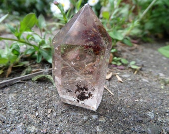 Phantom quartz crystal point clear crystal tower rutile quartz self standing crystal curio shelf ornament quartz crystal healing witch wicca