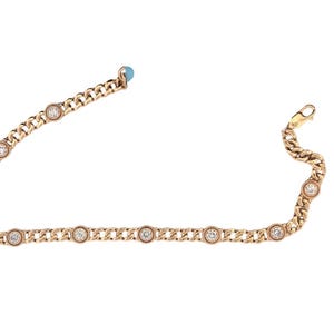 Brooke | 3/4ct Diamond Cuban Link Bracelet | 14k Yellow Gold | Bezel Setting Solitaire Diamond Bracelet| Curb Link Bracelet