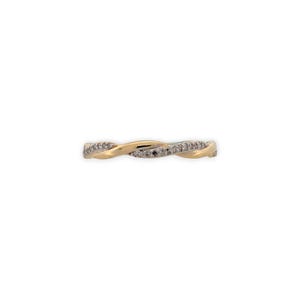 Helena | 10K Yellow Gold Twisted Diamond Band | .10 CTW Natural Diamonds | Elegant Stackable Ring | Fine Jewelry | Size 7