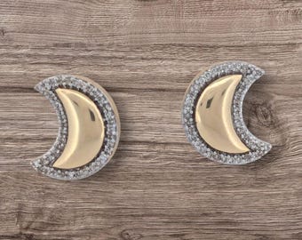 Gabriela | Moon Stud Earrings| Gold & Dimond Crescent Moon Earrings|  Moon Earrings | Dainty Stud Earrings | Minimalist Earring | Moon Studs