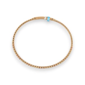 Emberly | 14k Yellow Gold Flex Bracelet with .55 ctw Round Pink Sapphires & .50 ctw Natural Diamonds | Fine Gemstone Gold Bracelet, Size 6.5