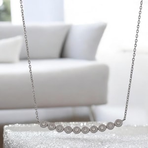 Heather Diamond Necklace 10K White Gold, 0.17ct Diamond Pendant, Elegant Fine Jewelry, Classic Gold Necklace, Luxury Gift for Her