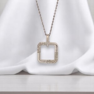 Hazel | 10K White Gold Diamond Necklace | 0.10ctw Natural Diamonds | Delicate Everyday Jewelry | Dainty Gift for Her