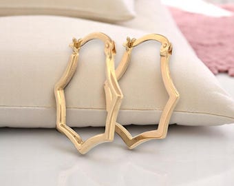 Theodora Hoop Earrings | 14K Yellow Gold 3/4" Hexagon Hoops, Geometric Minimalist Jewelry, Timeless Gift for Her