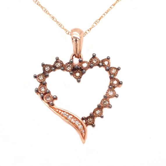 Tilda - Rose Gold and Diamond Heart Pendant & Neck