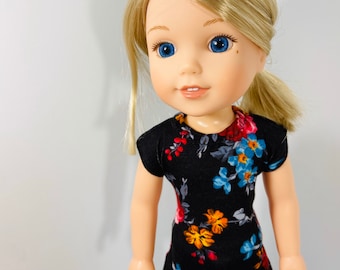 14.5/" Doll Clothes-fit American Girl-Wellie Wishers-Top /& Capri-Lt Blue Geo