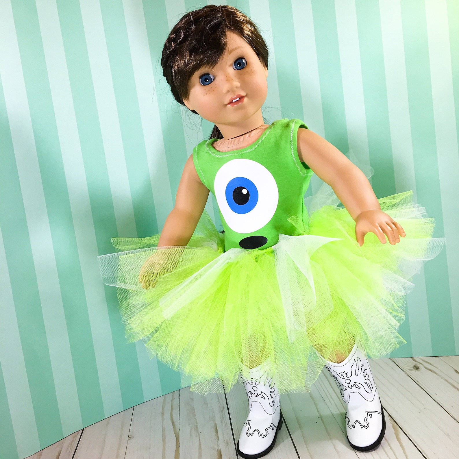 18 inch doll clothes - green monster ballet outfit fits doll like american girl, one generation, and my life