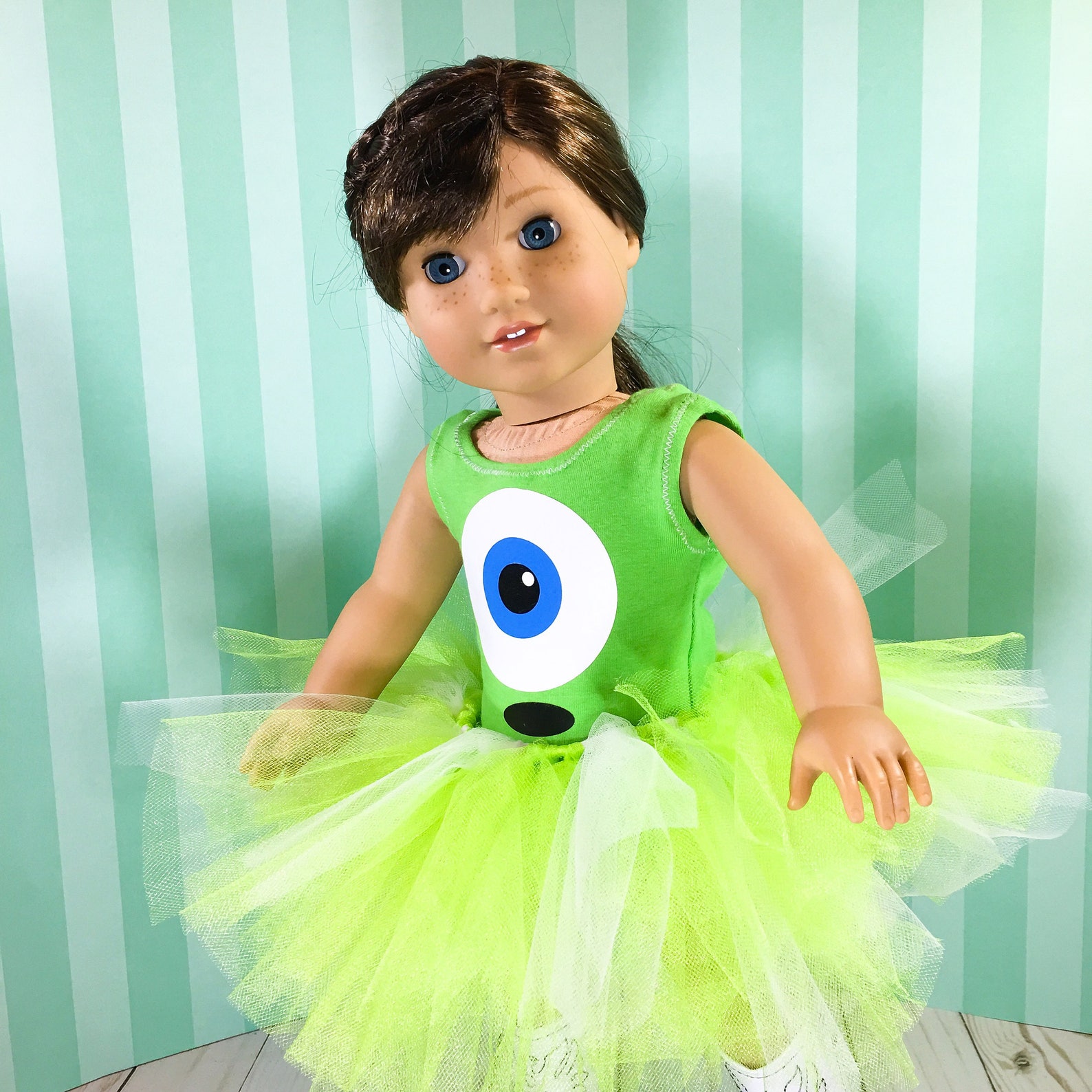 18 inch doll clothes - green monster ballet outfit fits doll like american girl, one generation, and my life