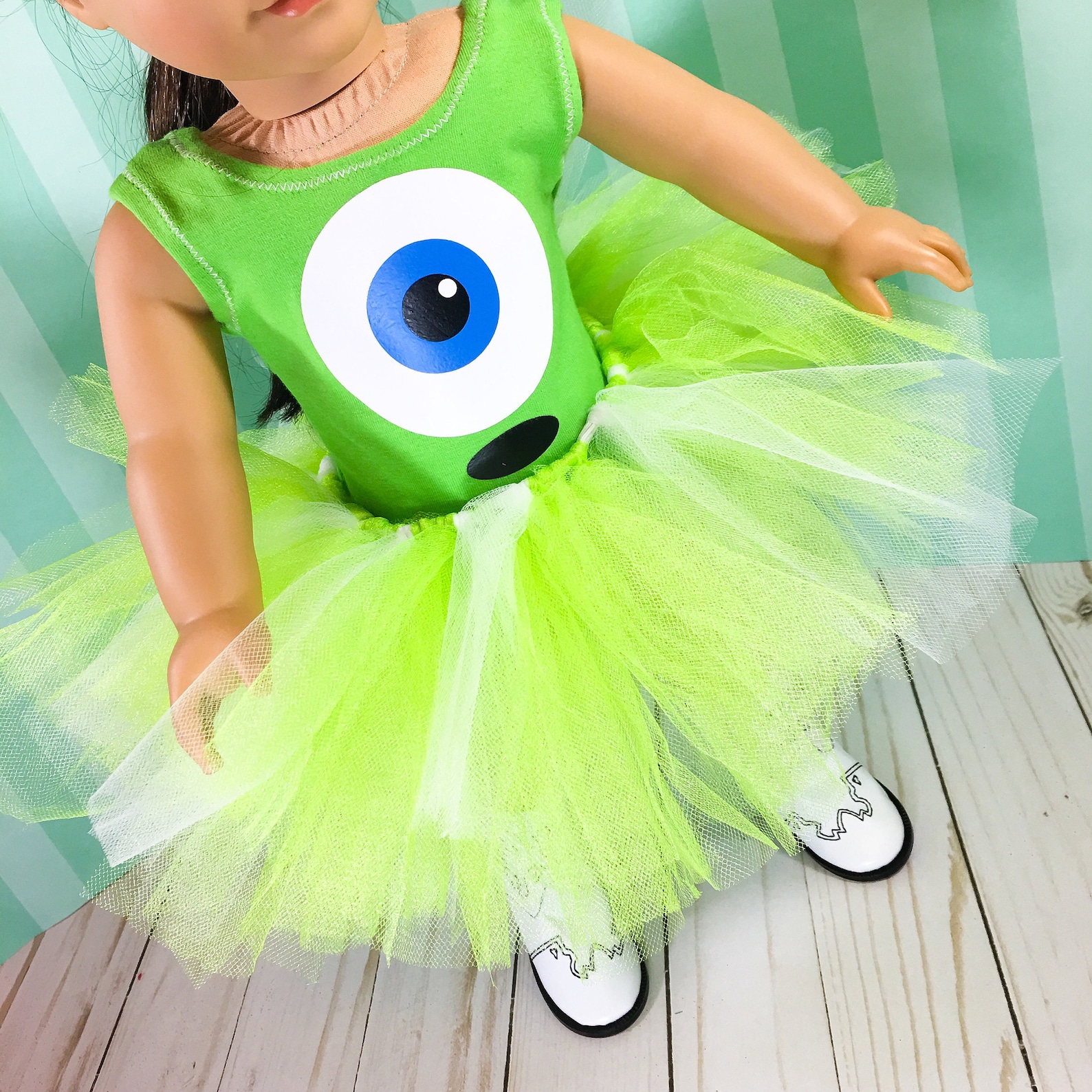 18 inch doll clothes - green monster ballet outfit fits doll like american girl, one generation, and my life