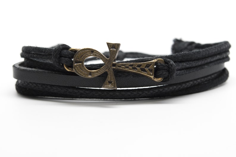 Stackable Bracelets Boho Bracelet Ankh Fashion Style Jewelry Cute Leather Charm Bracelet Bangle Best Friend Gift Her for Him