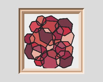 Modern Geometric Red Attack Cross Stitch Pattern PDF instant download