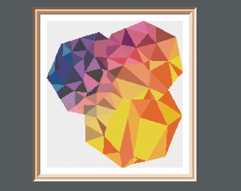 Octagon Summer Sunset Color Geometric Cross Stitch Pattern PDF instant download