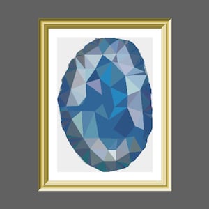 Blue Geode Modern Geometric Cross Stitch Pattern PDF instant download