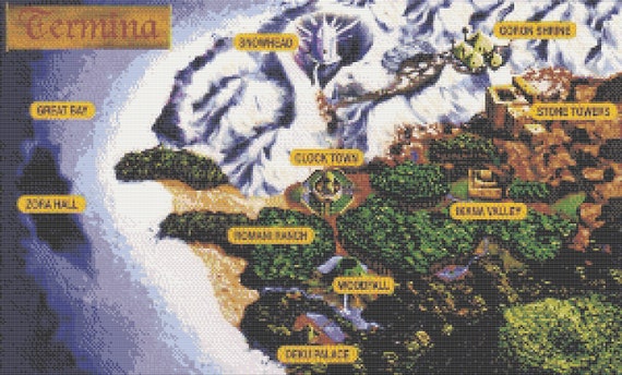 Legend of Zelda: Majora's Mask World Map Cross Stitch Color PDF