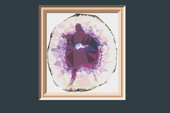 Purple Geode Modern Geometric Cross Stitch Pattern PDF instant download