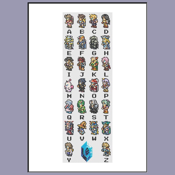 The ABC's of Final Fantasy Cross Stitch PDF Pattern