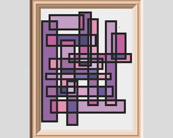 Squared Geometric Modern Minimalist Cross Stitch Pattern instant download