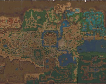 May include: A detailed map of a fantasy world, featuring a variety of terrain types including forests, mountains, rivers and lakes. The map is drawn in a pixelated style and features a variety of colours, including green, brown, blue and white.