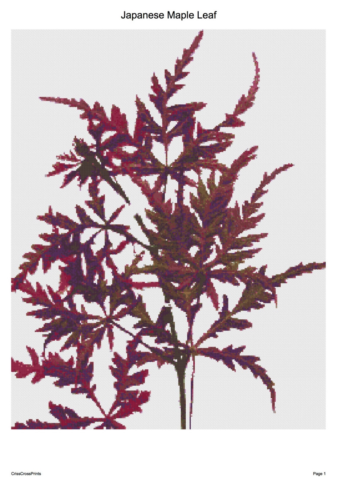 Japanese Maple Leaf Cross Stitch Pattern PDF Instant Download - Etsy