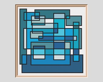 Ocean of Blocks Modern Geometric Cross Stitch Pattern PDF instant download