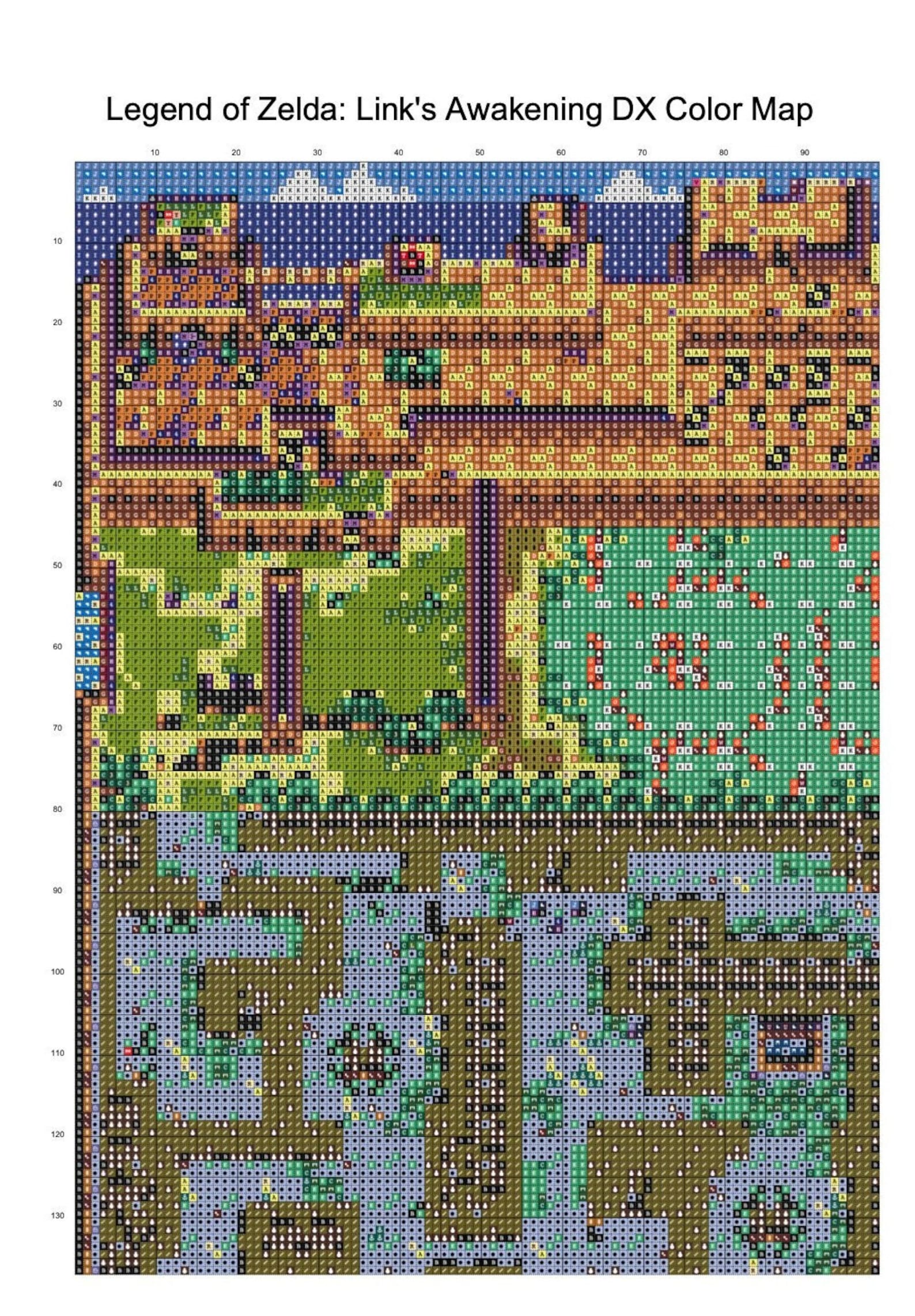 Legend of Zelda: Link's Awakening DX Cross Stitch Color Map PDF Pattern ...