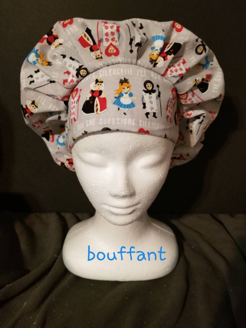 Scrub Cap, Christmas, Snowflakes, Royal Blue Metallic, Bouffant, Pixie