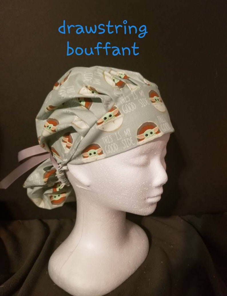 Scrub Cap, Christmas, Snowflakes, Royal Blue Metallic, Bouffant, Pixie