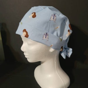 Scrub cap, light blue,  Surgical scrub cap, scrub cap, scrub hat, bouffant,  pixie, euro