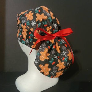 Scrub cap, gingerbread, Christmas, cookie, bouffant, pixie, euro, ponytail