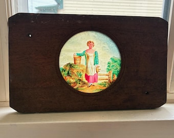 Unusual antique handprinted magic lantern slide FREE SHIPPING