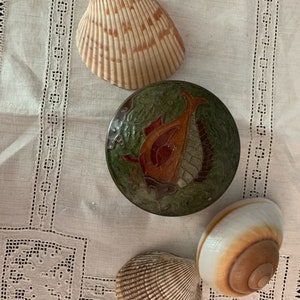 Brass box with fish image FREE SHIPPING