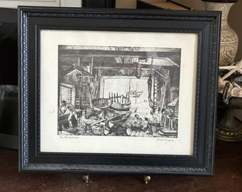 Two signed vintage Lionel Barrymore signs etchings       FREE SHIPPING