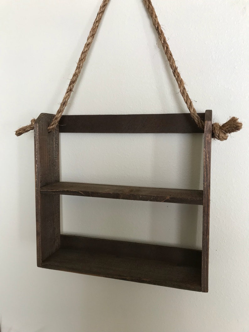 Hanging rope shelf Rustic ladder style shelf Bathroom Etsy
