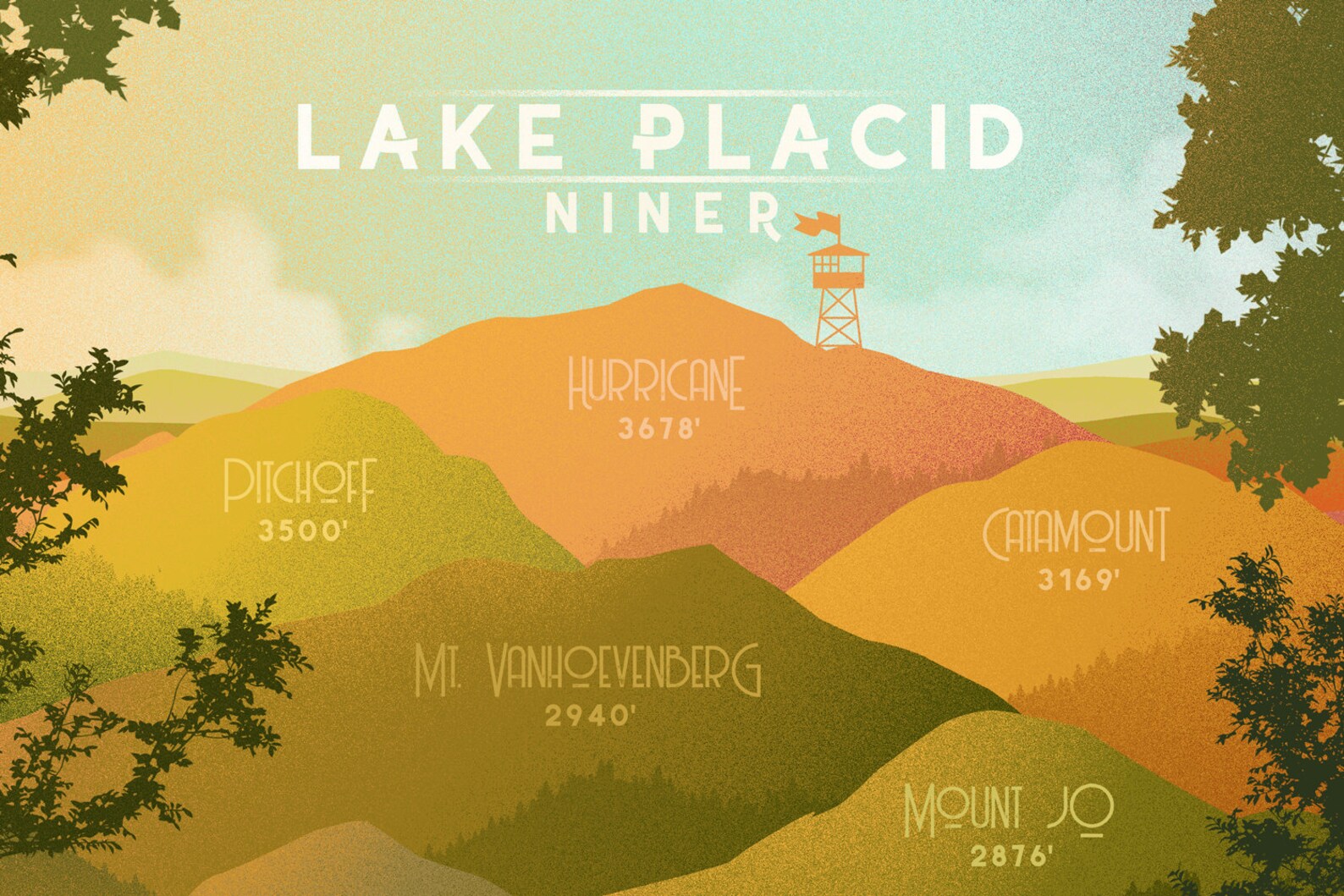Lake Placid 9er Print Adirondacks NY Poster ADK Mountain Etsy