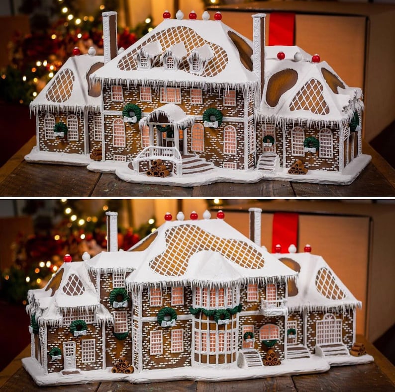 Custom Faux Gingerbread House Unique Christmas Gift Lighted Holiday Decor Light-Up Model Home Handcrafted Seasonal Winter Art image 8