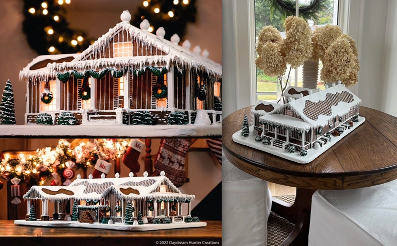 Custom Faux Gingerbread House Unique Christmas Gift Lighted Holiday Decor Light-Up Model Home Handcrafted Seasonal Winter Art image 10