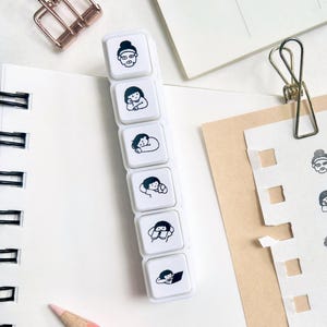 Design original, thème fille paresseuse à faible consommation d'énergie, tampons amovibles 6 en 1, articles de journalisation, tampons agenda quotidien, mini tampon