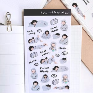 Aufkleber für Journal, Low Energy Girl Original Design, Lazy Themed, Alltag Sticker Blatt, Aufkleber für Planer 【Vol.1】